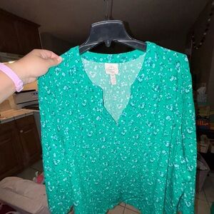 St. John's Bay Teal Floral Top